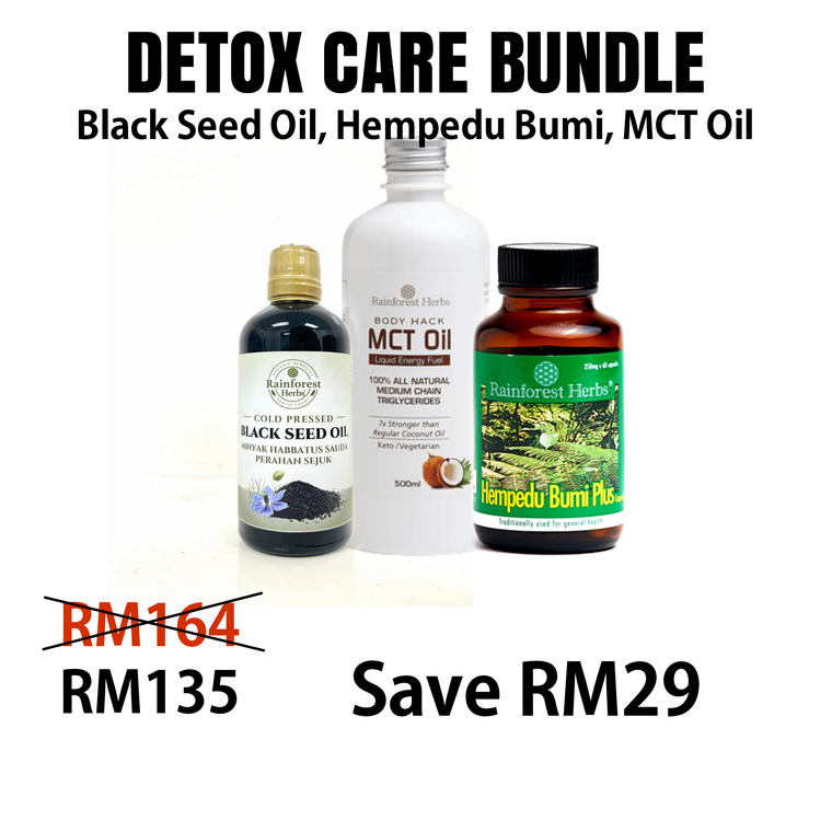 DETOX CARE BUNDLE | MCT Oil, Hempedu Bumi, Black Seed Oil